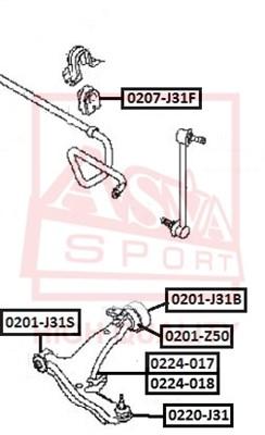 

Сайлентблок переднего рычага ASVA задний 0201J31B