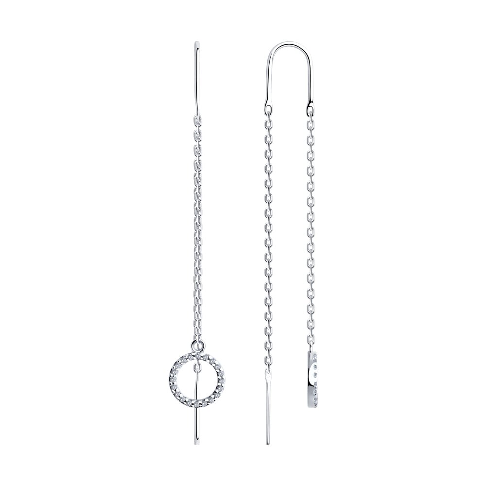 

Серьги продевки из серебра SOKOLOV 94026609, фианит, 94026609
