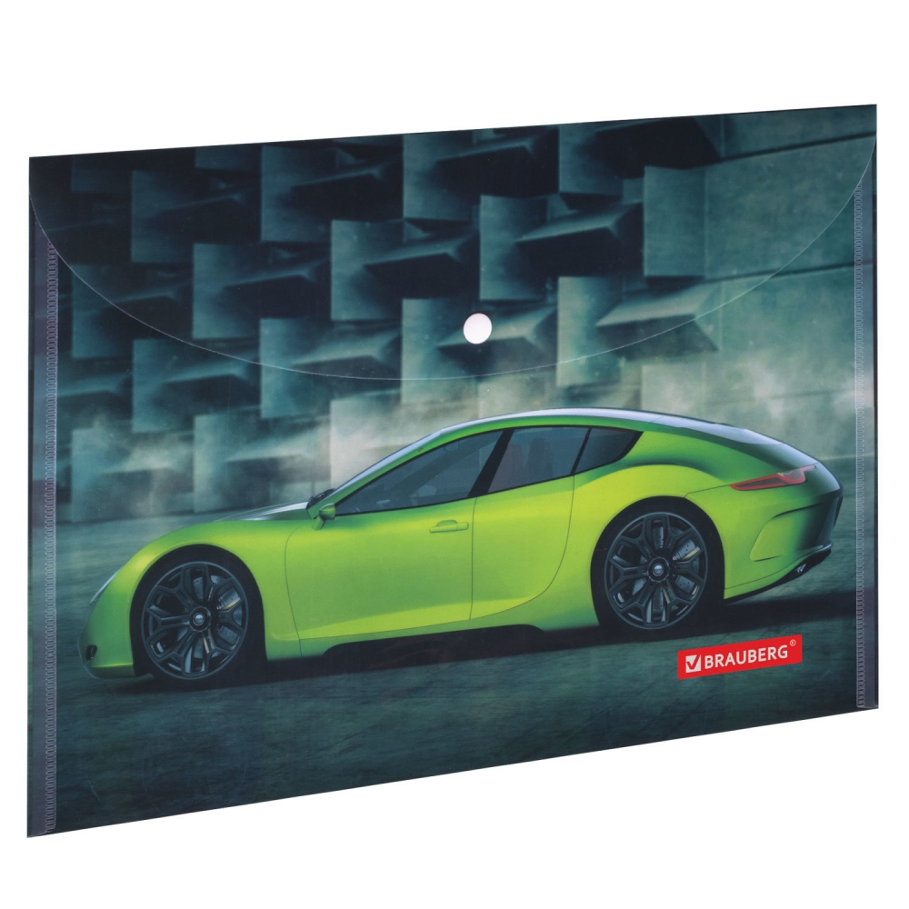 

Набор из 12 шт, Папка-конверт с кнопкой Brauberg Sport Car (228043), Разноцветный