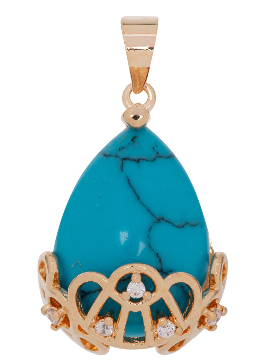 

Кулон из бижутерного сплава Lotus Jewelry 3044P-22tq, бирюза/циркон, 3044P-22tq