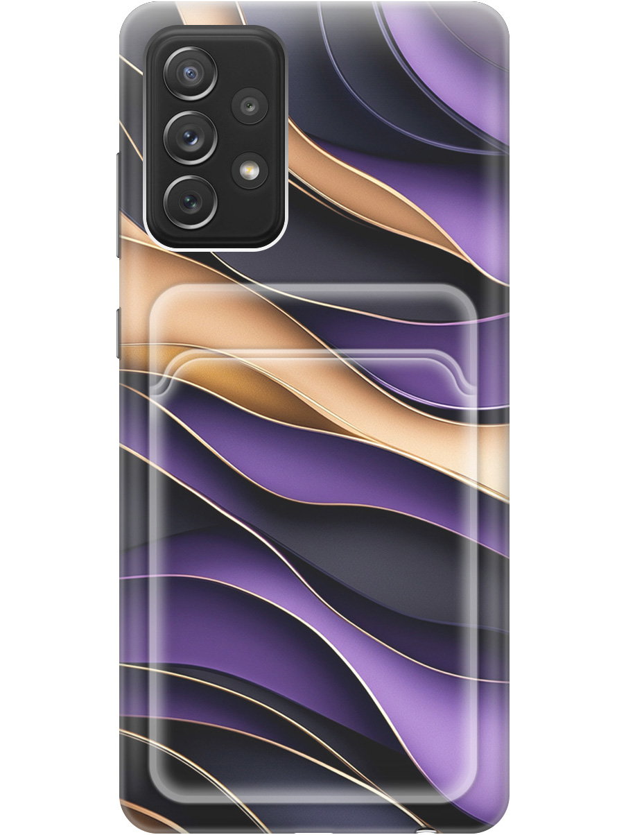 

Силиконовый чехол на Samsung Galaxy A72 с принтом "Сиреневые волны" с карманом для карты, Прозрачный;фиолетовый;черный, 724990231