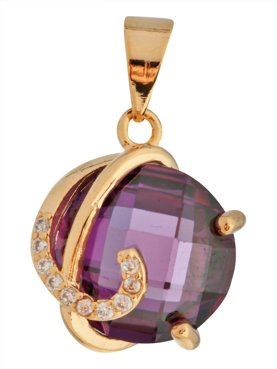 

Кулон из бижутерного сплава Lotus Jewelry 3043P-08am, аметист/циркон, 3043P-08am