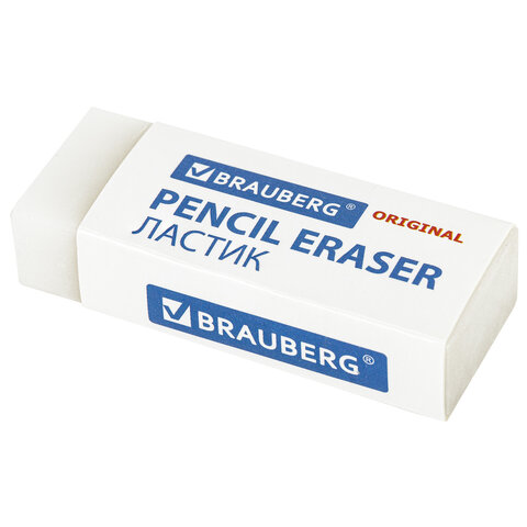 

Ластик Brauberg Original, 45х17х10 мм, белый, прямоугольный, 228076, 30 шт