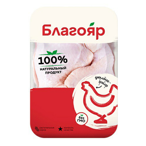 

Окорочок цыпленка-бройлера на кости с кожей Благояр охлажденный +-1 кг