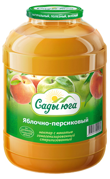 

Нектар Сады Юга Яблочно-персиковый с мякотью гомогенизированный 2 л