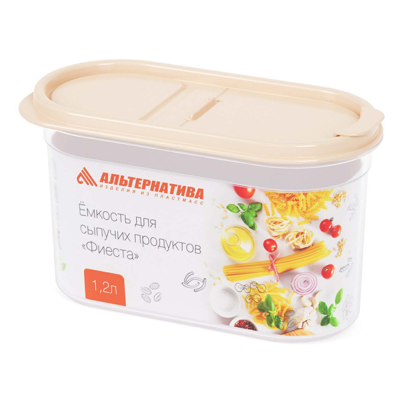

Емкость для сыпучих продуктов Альтернатива Фиеста 1,2 л, Бежевый