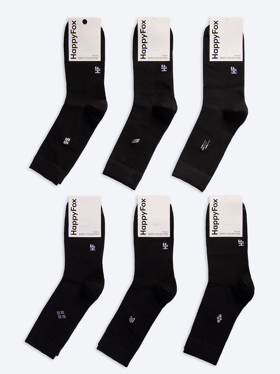 Комплект носков мужских HappyFox HFET7000 черных 22-24, 6 пар