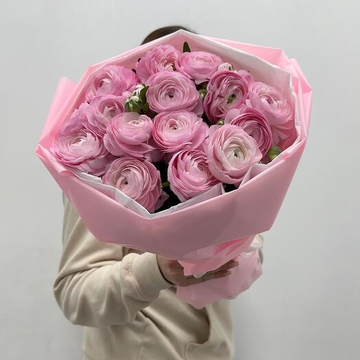 

Букет цветов, Boom Bouquet, ранункулюс, 35см, 15шт, розовый