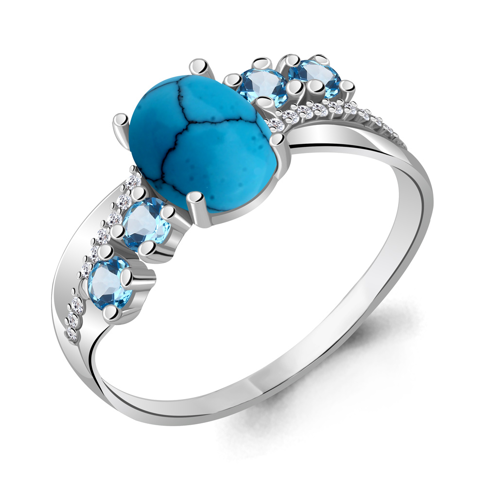 

Кольцо из серебра с топазом р. 17,5 Aquamarine 6548394А_925_р, 6548394А_925_р