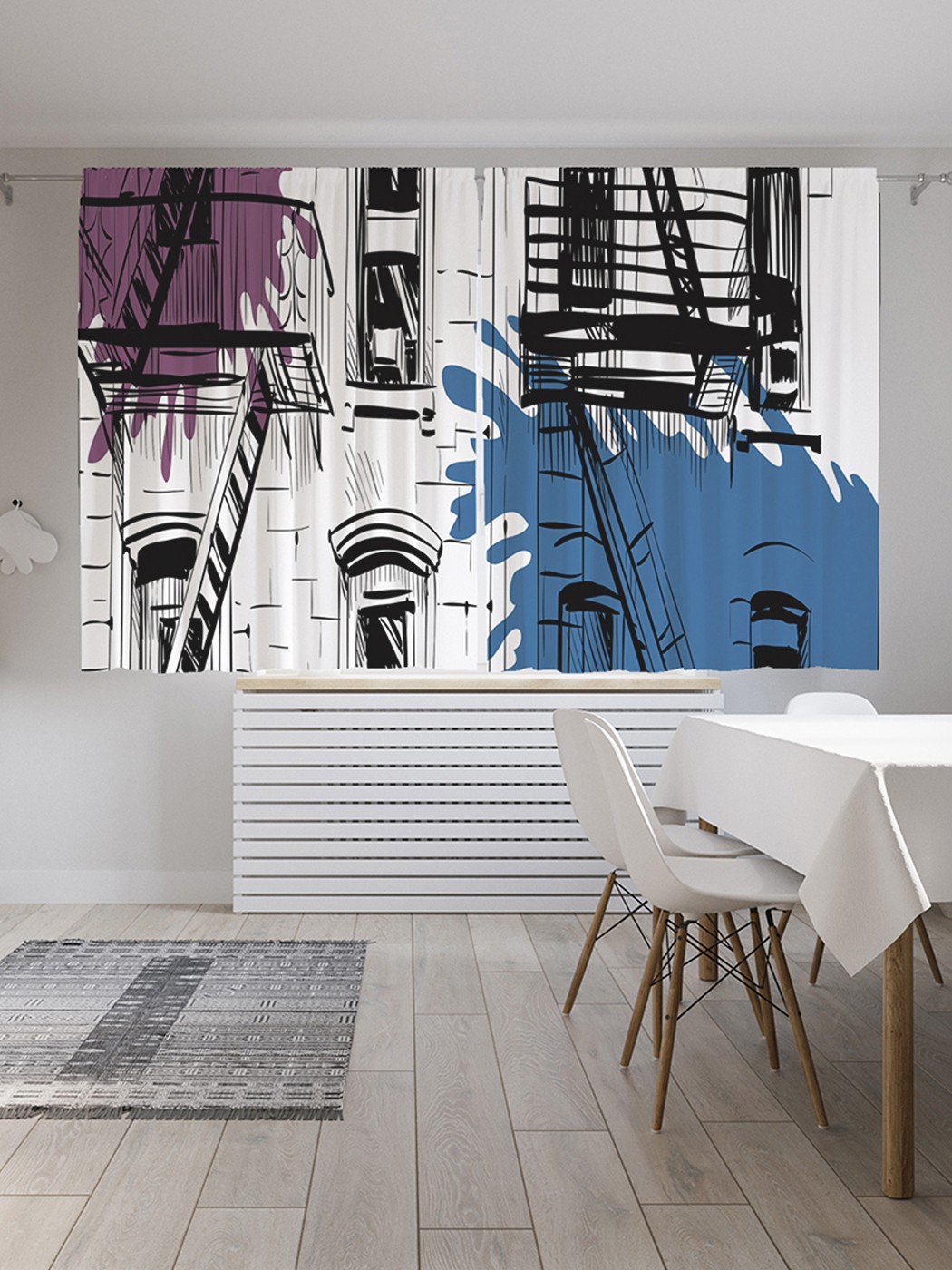фото Классические шторы joyarty "городские тени", серия oxford delux, 2 полотна 145x180 см