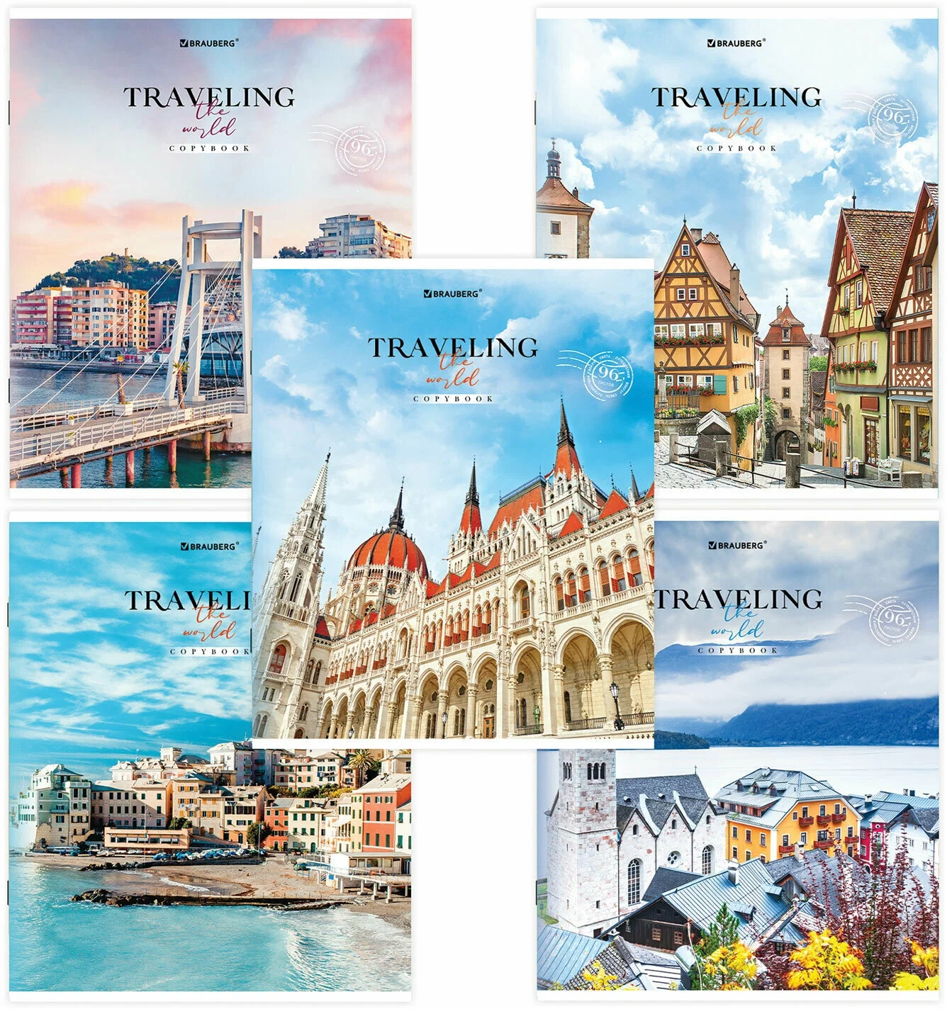 

Тетрадь А5, 96 л. BRAUBERG, скоба, линия, "Traveling", 404439