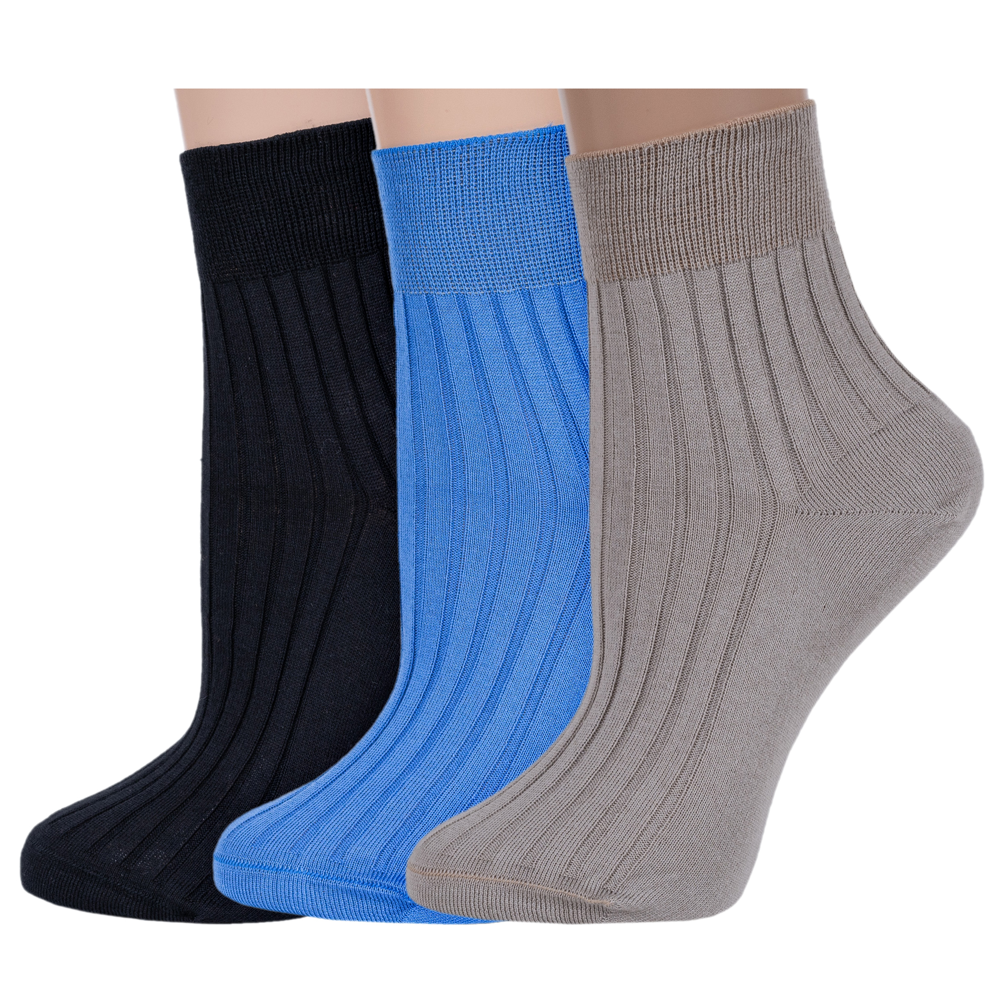 Комплект носков женских Rusocks 3-Ж3-11001 черных; голубых; бежевых 23