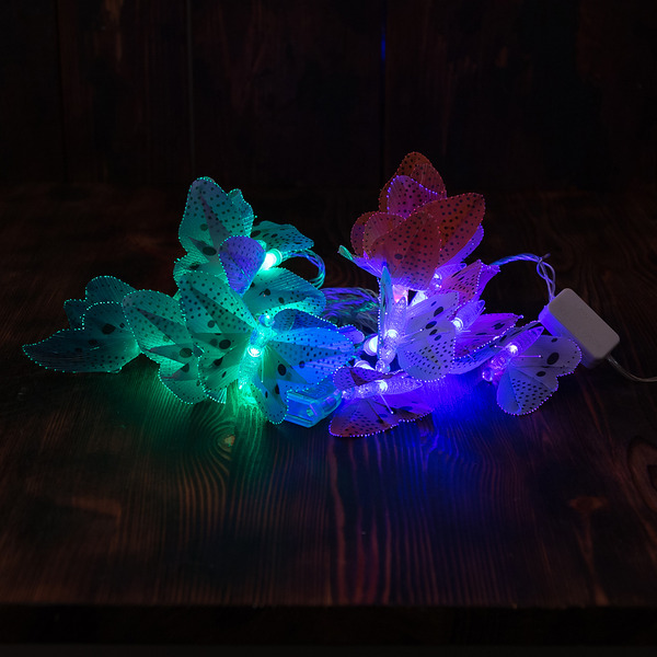 фото Новогодняя гирлянда led линейная с бабочками 8437 2,2м разноцветная