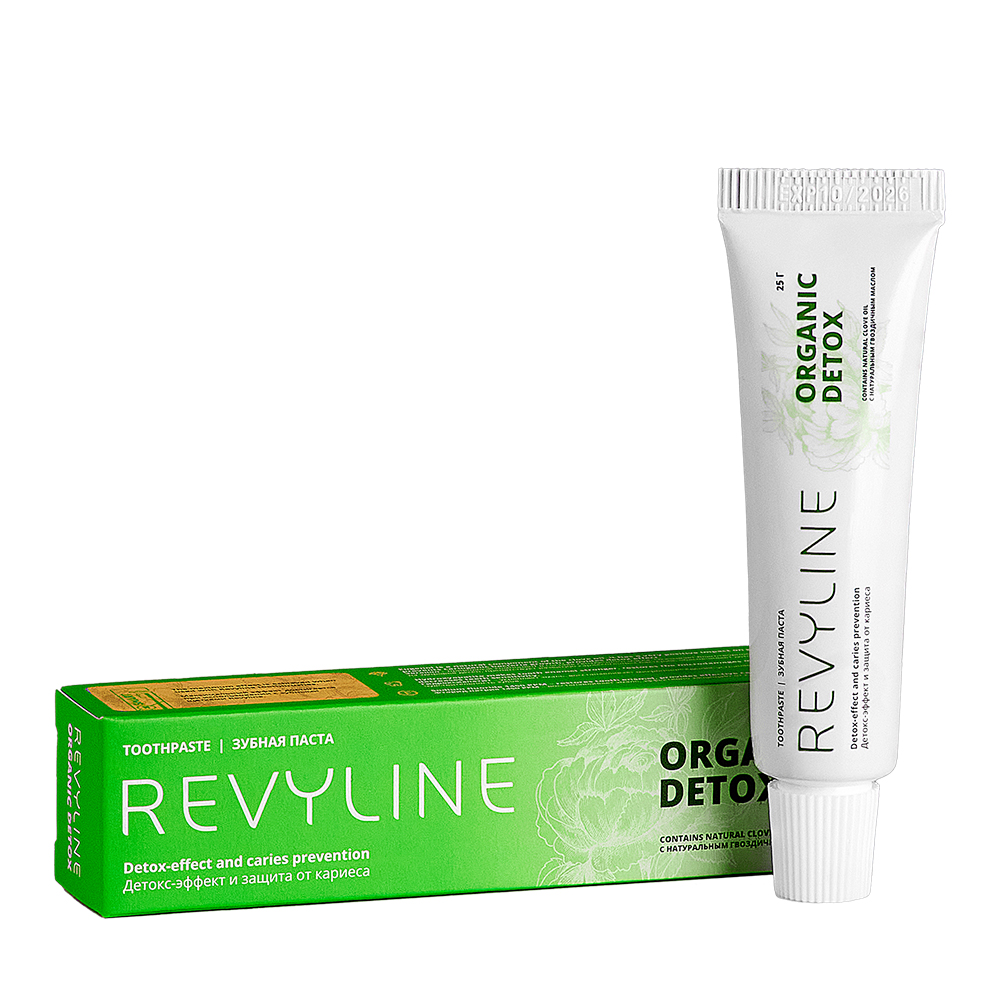 Зубная паста Revyline Organic Detox, 25 г blanx отбеливающая зубная паста для чувствительных десен с кокосовым маслом 75 мл