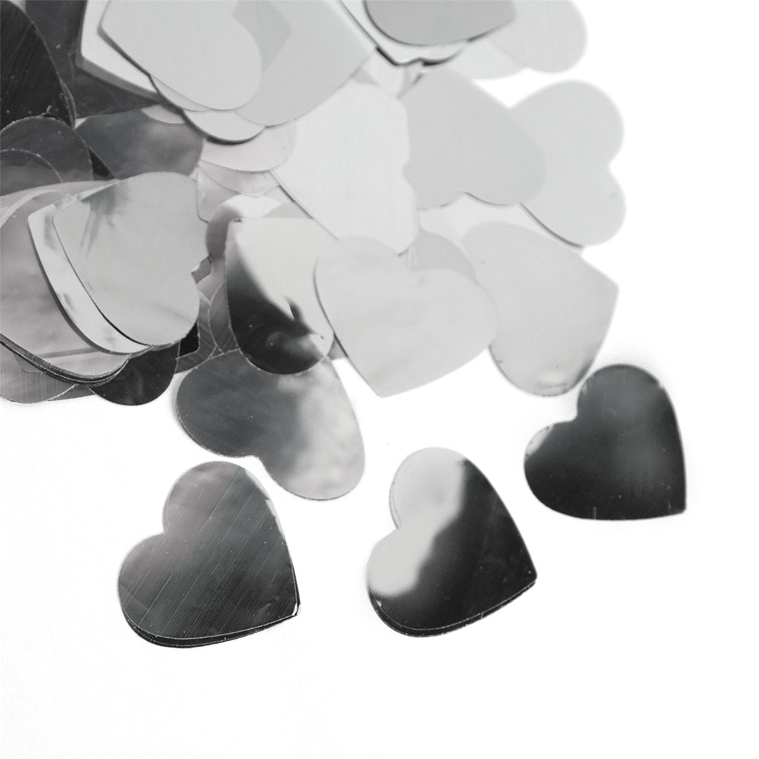 Конфетти фольга Волна веселья Сердце Серебро 2,5 см, 50г