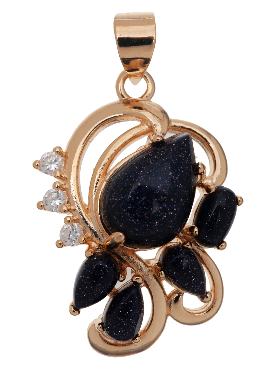 

Кулон из бижутерного сплава Lotus Jewelry 3037P-08bs, авантюрин/циркон, 3037P-08bs