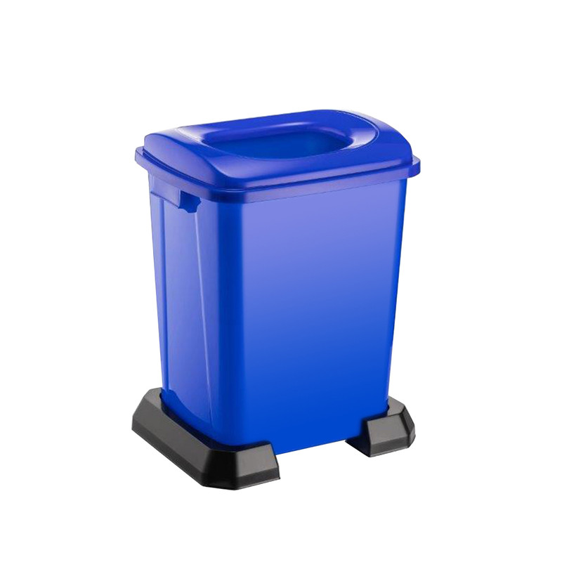 Ведро для мусора TELKAR 50 л на подставке синее с крышкой с отверстием
