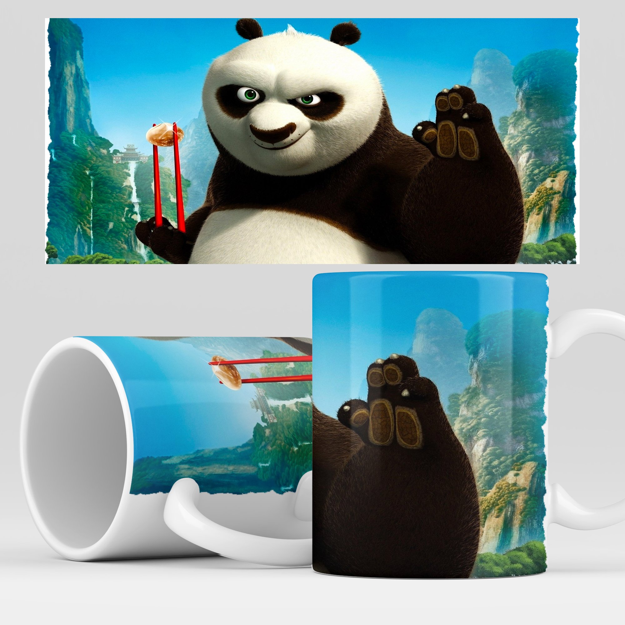 фото Кружка rocketcup с принтом "кунг фу панда" мультфильм детская кружка для чая