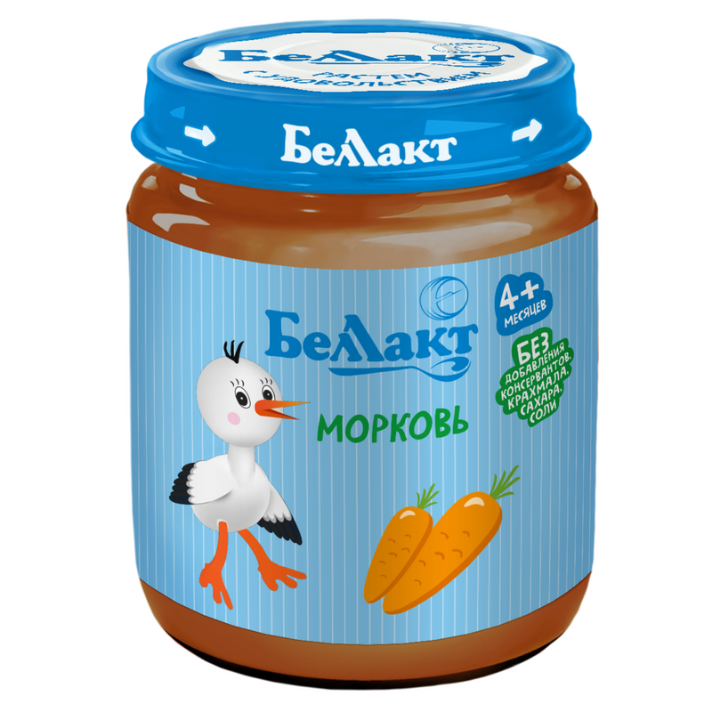 

Пюре Беллакт морковное, без сахара, 100г, с 4 м., 3 шт., морковное 100г