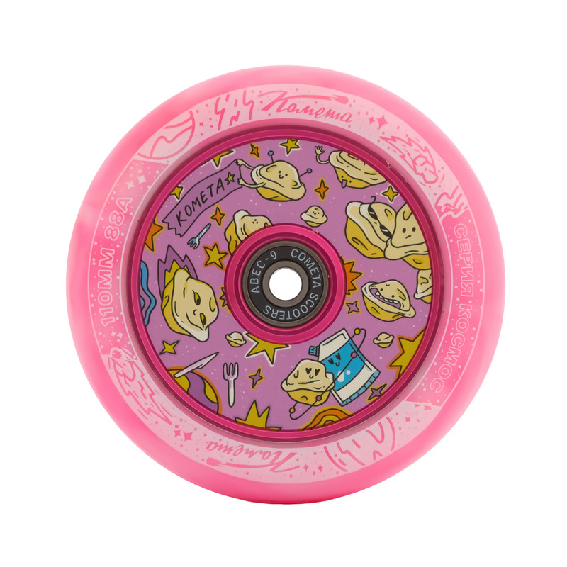 Колесо для трюкового самоката Комета 110мм Пельмени Розовый / Белый