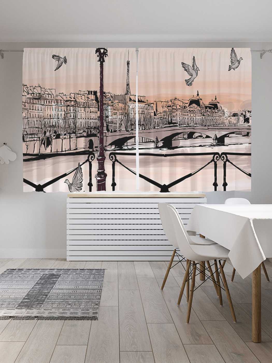 фото Классические шторы joyarty "городские голуби", серия oxford delux, 2 полотна 145x180 см