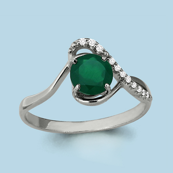

Кольцо из серебра с агатом/фианитом р. Aquamarine 6551109А, 6551109А_925_р