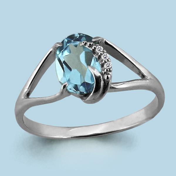 

Кольцо из серебра с топазом/фианитом р., Aquamarine 6551305А, 6551305А_925_р