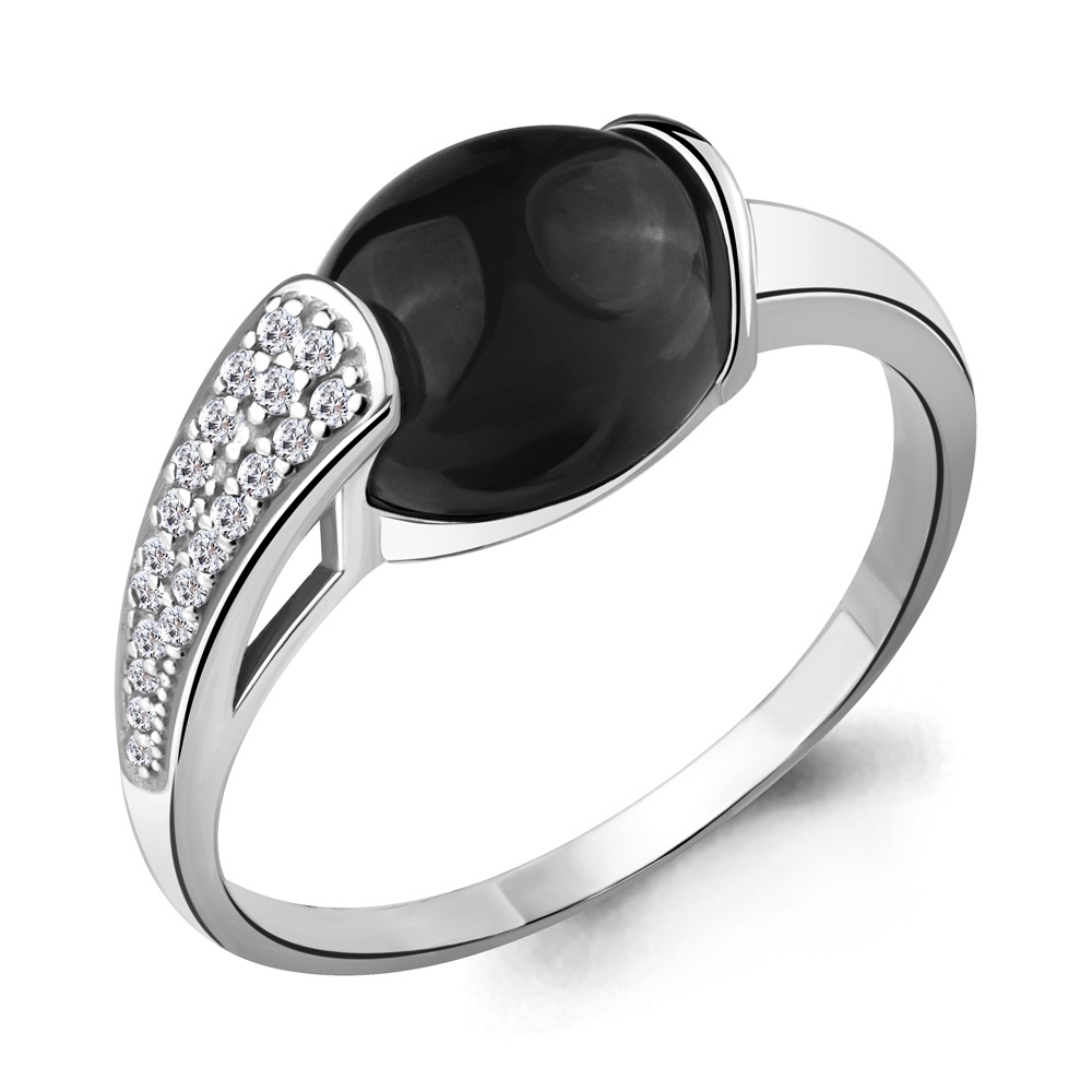 

Кольцо из серебра с ониксом р. 18 Aquamarine 6551517А_925_р, 6551517А_925_р
