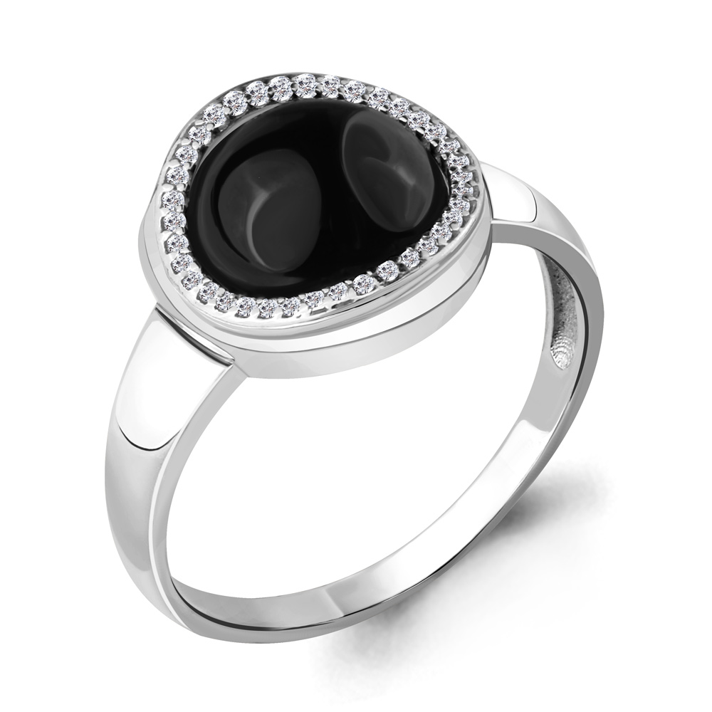 

Кольцо из серебра с ониксом р. 19 Aquamarine 6552017А_925_р, 6552017А_925_р