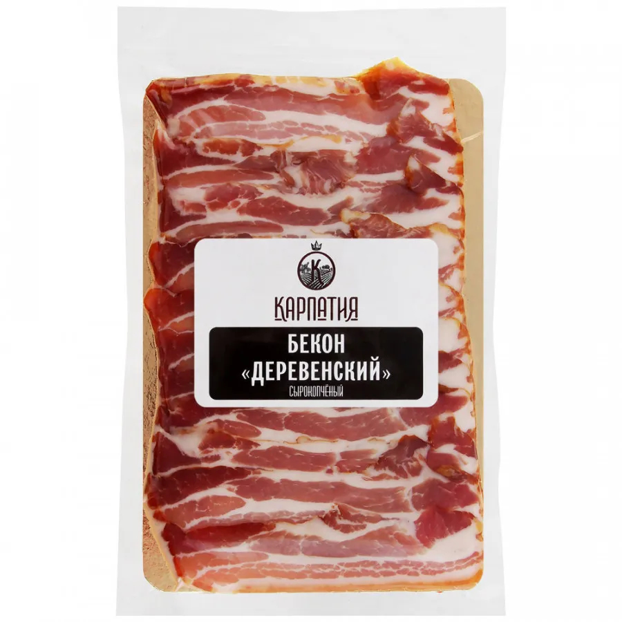 

Бекон сырокопченый Карпатия Деревенский +-350 г