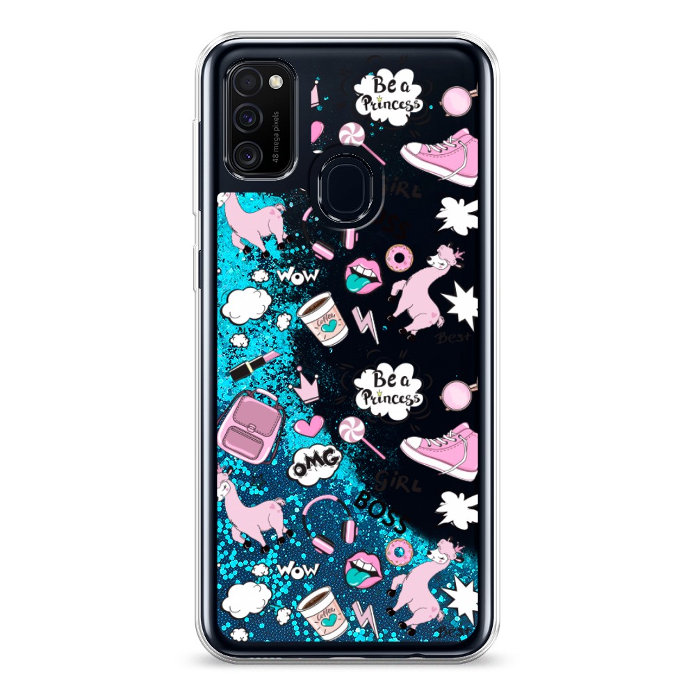 

Жидкий чехол с блестками "Стильная лама" на Samsung Galaxy M30s, 29893-1