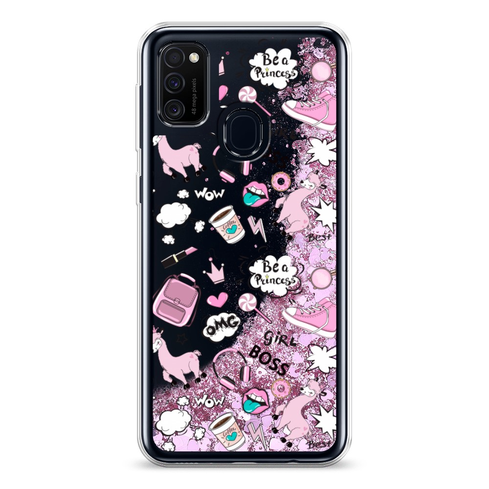 

Жидкий чехол с блестками "Стильная лама" на Samsung Galaxy M30s, 29894-1