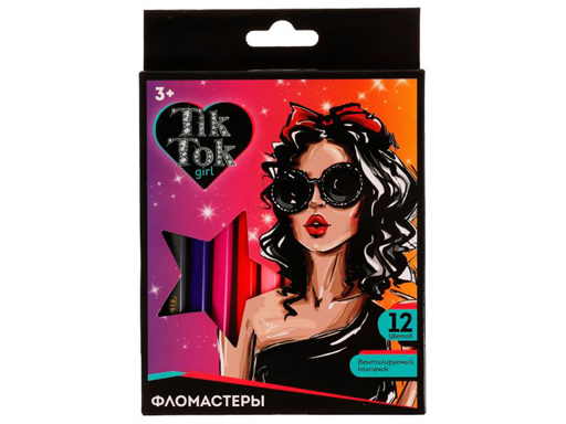 

Фломастеры 12цв, круглые, карт коробка TIK TOK GIRL в кор.12*12шт