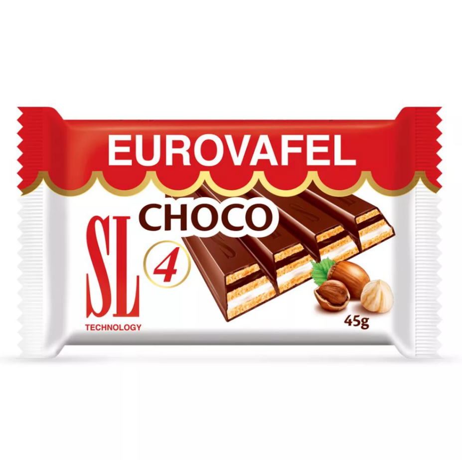 Вафли Swisslion-Takovo Eurovafel Choco 4 с какао и молочным кремом 42 г