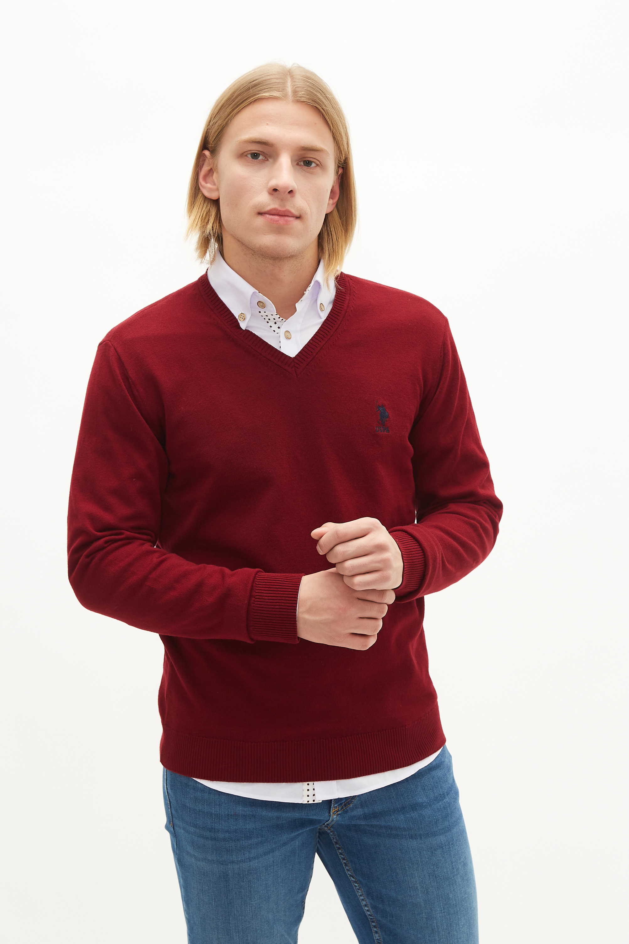 Пуловер мужской G081GL0TK0GTD02-GLBSK21 бордовый L U.S. POLO Assn.. Цвет: бордовый