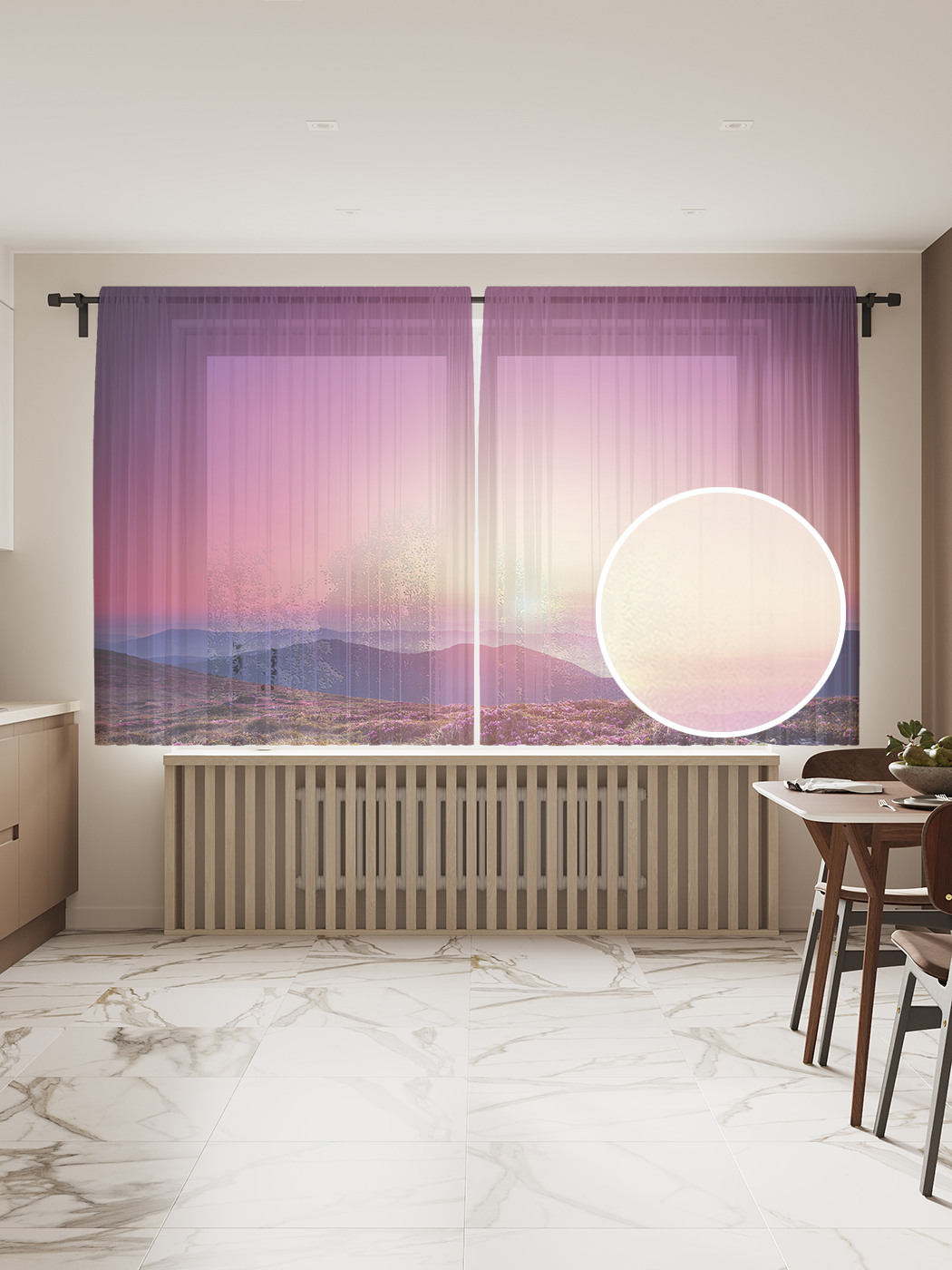 

Фототюль JoyArty "Цветочный край", 145x180 см (2 полотна со шторной лентой + 50 крючков), Цветочный край