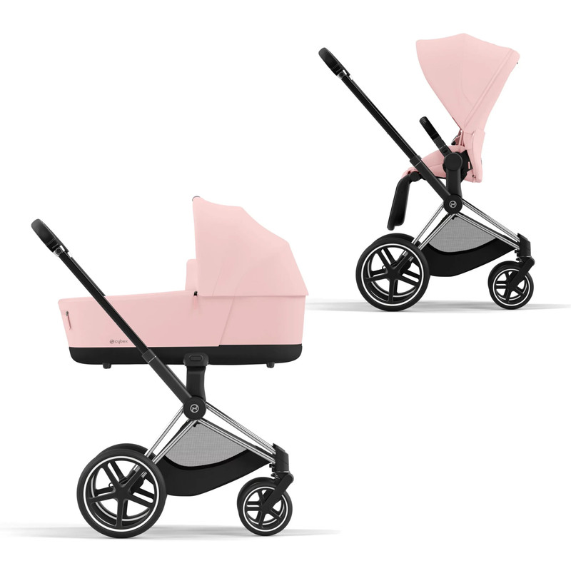 Коляска детская Cybex Priam IV Коляска 2 в 1, шасси IV Chrome Black Peach Pink спальный блок для коляски priam iv peach pink cybex