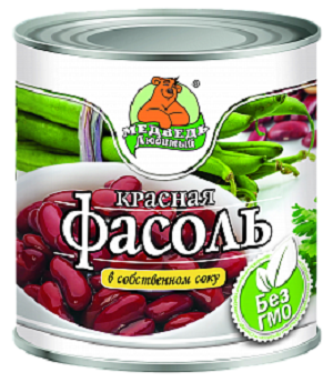 

Фасоль Медведь любимый красная в собственном соку 425 г
