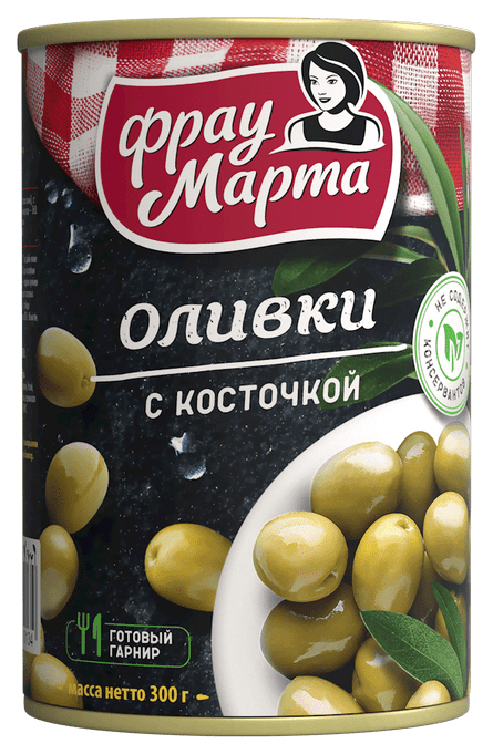 

Оливки Фрау Марта зеленые с косточкой 300 г