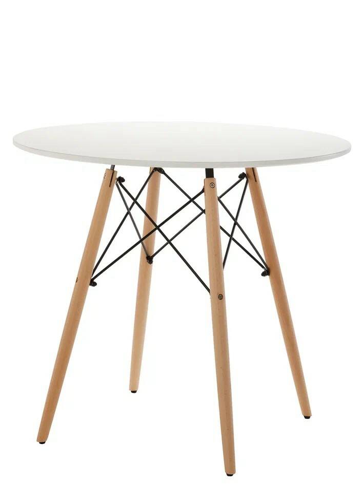 

Cтол обеденный LEON D80 нераскладной, круглый, в стиле Eames, белый