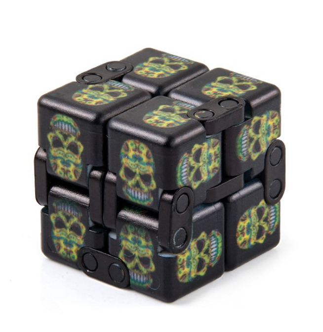 фото Игрушка антистресс игрушки бесконечный кубик - трансформер к 1041 - 02 куб череп зеленый