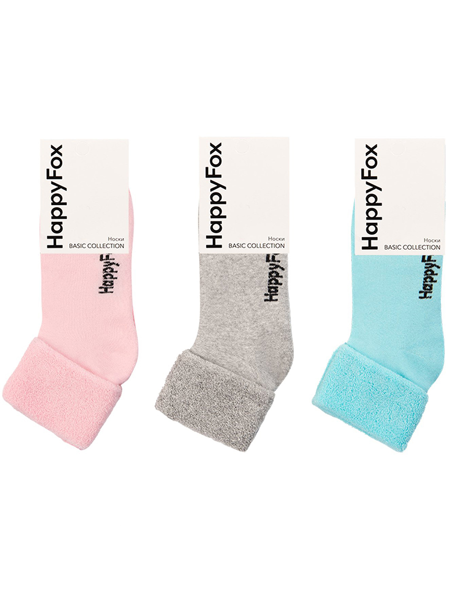 Носки детские HappyFox HFET10001NB, розовый, св серыймеланж, ментоловый, 34