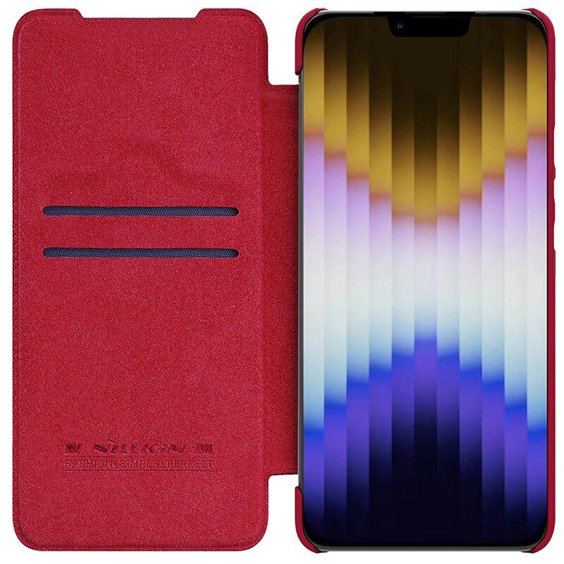 Кожаный чехол-книжка Nillkin Leather Qin Pro c защитой камеры для iPhone 14 600009387299 красный