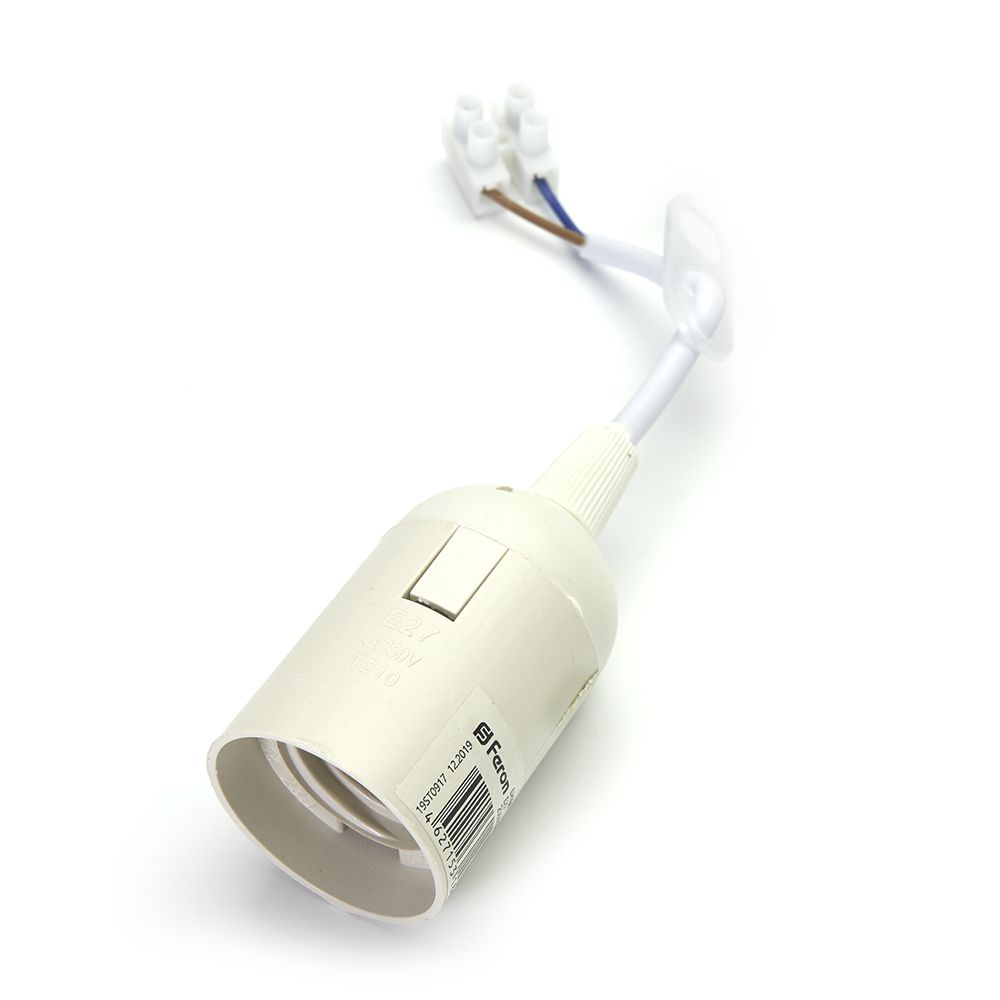 Патрон для ламп общего назначения FERON 41033 E27 LH108 230V пластик белый 38*38*55 патрон для ламп галогенных и светодиодных feron
