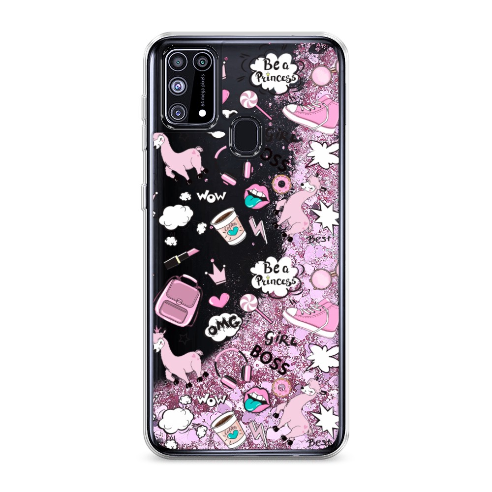 

Жидкий чехол с блестками "Стильная лама" на Samsung Galaxy M31, 2100794-1