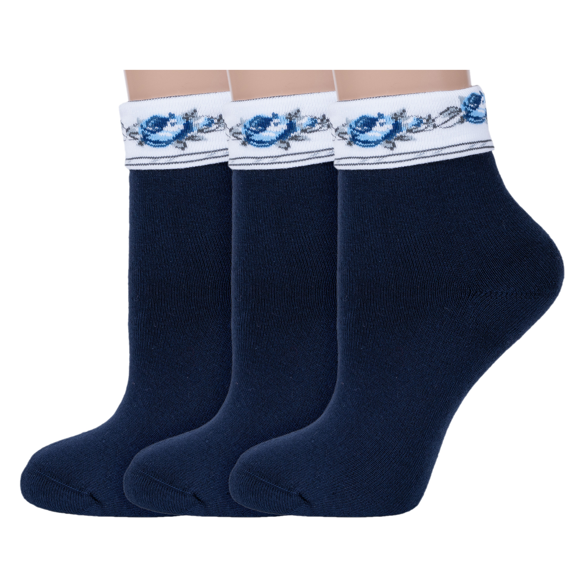 Комплект носков женских Rusocks 3-Ж-2332 синий; белый 23-25