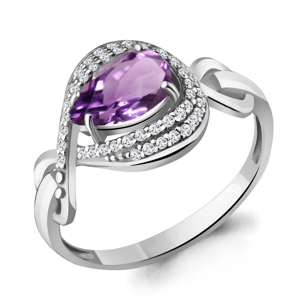 

Кольцо из серебра с аметистом р. 17 Aquamarine 6552404А_925_р, 6552404А_925_р