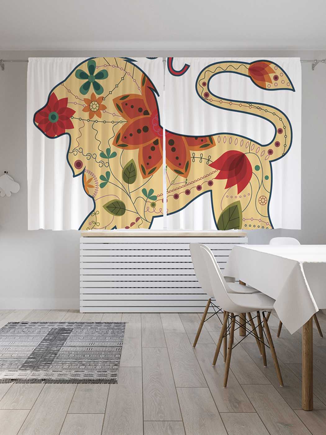 фото Классические шторы joyarty "знак зодиака лев", серия oxford delux, 2 полотна 145x180 см