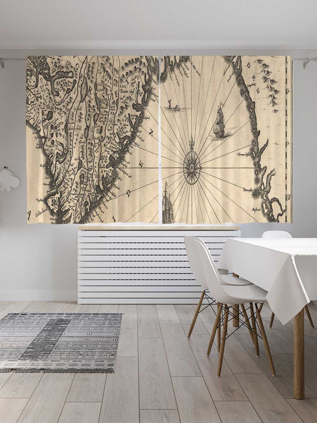 

Шторы JoyArty Древняя карта южной части Норвегии, Oxford DeLux, 2 полотна 145x180, Древняя карта южной части Норвегии