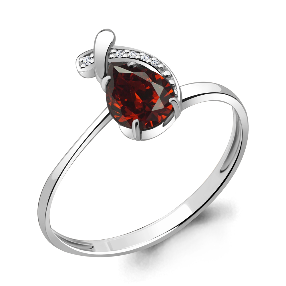 

Кольцо из серебра с гранатом р. 17 Aquamarine 6552703А_925_р, 6552703А_925_р